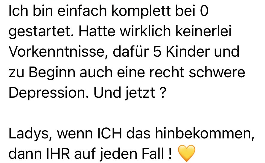 Nachricht einer Teilnehmerin, die ohne Vorkenntnisse gestartet ist